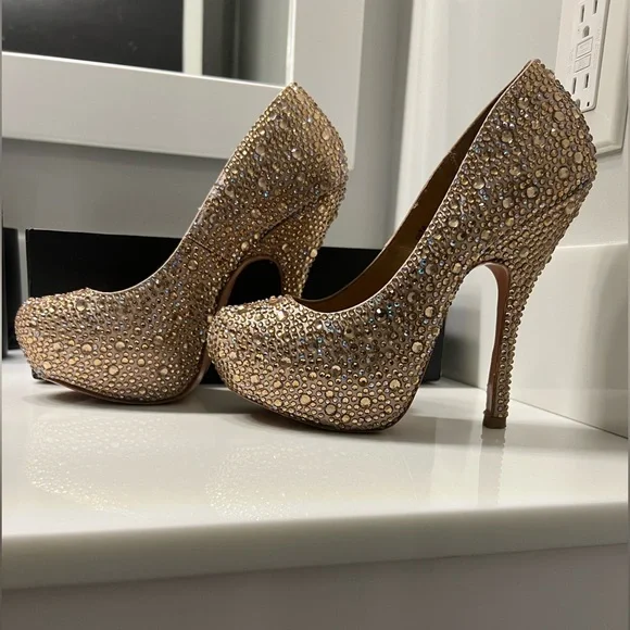 Benjamin Adams Modelo Rio Champagne Strass Shoes - Picture 1 of 5